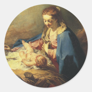 Viktorianischer Madonna-und-Kind-Weihnachtsaufkleb Runder Aufkleber