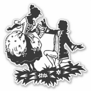 Viktorianischer Mann schlägt weibliche Silhouette Aufkleber