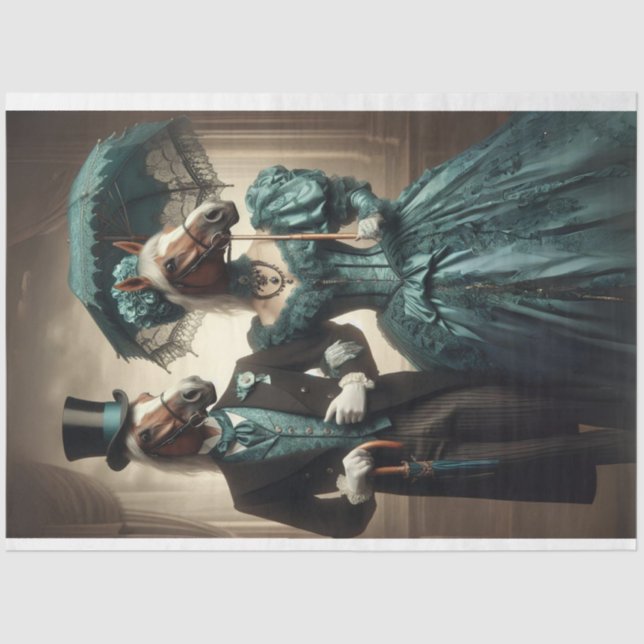 Viktorianischer Mann - weiblicher Pferdekopf Aquam Seidenpapier (Vorderseite)