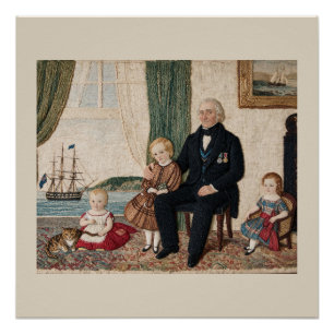 Viktorianischer Marinekapitän Familienporträt Haif Poster