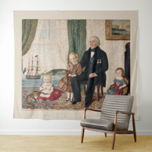 Viktorianischer Marinekapitän Familienporträt Haif Wandteppich