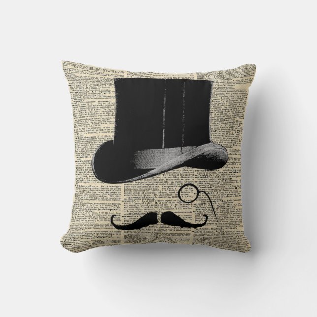 Viktorianischer oberer Hut, Vintager Wörterbuchaus Kissen (Vorderseite)