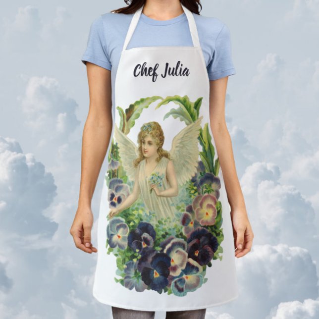 Viktorianischer Osterangel mit Lila Pansy-Blume Schürze (Von Creator hochgeladen)