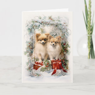Viktorianischer Pomeranian Welpe Weihnachten