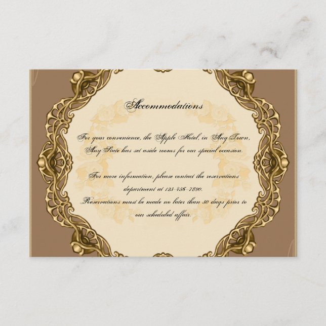 Viktorianischer Rahmen in GoldWedding-Beilage Begleitkarte (Vorderseite)