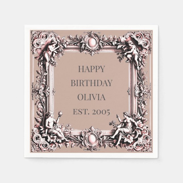 Viktorianischer Rahmen Napkin - mocha mousbraun Serviette (Vorderseite)