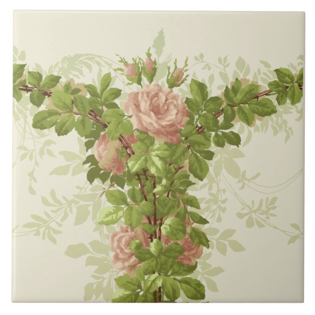 Viktorianischer Rosa Pose Fries Fliese (Vorderseite)