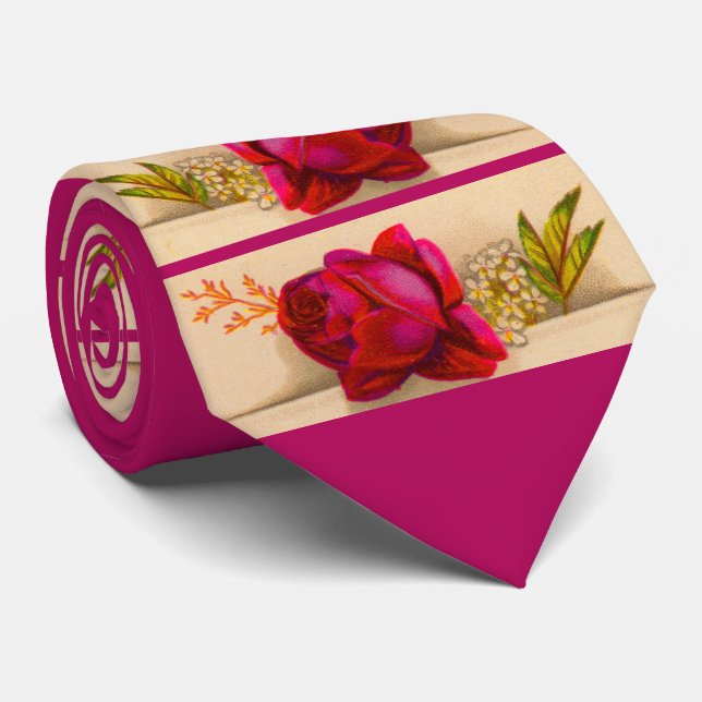 Viktorianischer roter Rosenprint Krawatte (Gerollt)