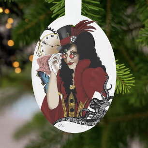 Viktorianischer Roter Steampunker Ornament