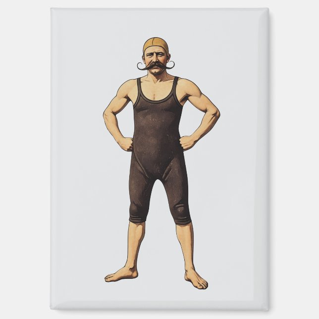 Viktorianischer Schnurrbart-Mann Magnet (Vorderseite)
