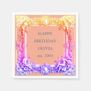Viktorianischer Scroll Frame Napkin - Ton pink Serviette