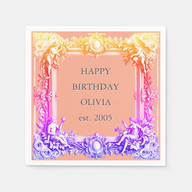 Viktorianischer Scroll Frame Napkin - Ton pink Serviette (Vorderseite)