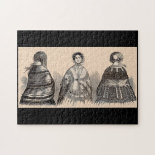viktorianischer Shawls-Modedruck der 80er Jahre Puzzle
