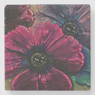 Viktorianischer Splendor: Exquisite Blumenmuster Steinuntersetzer