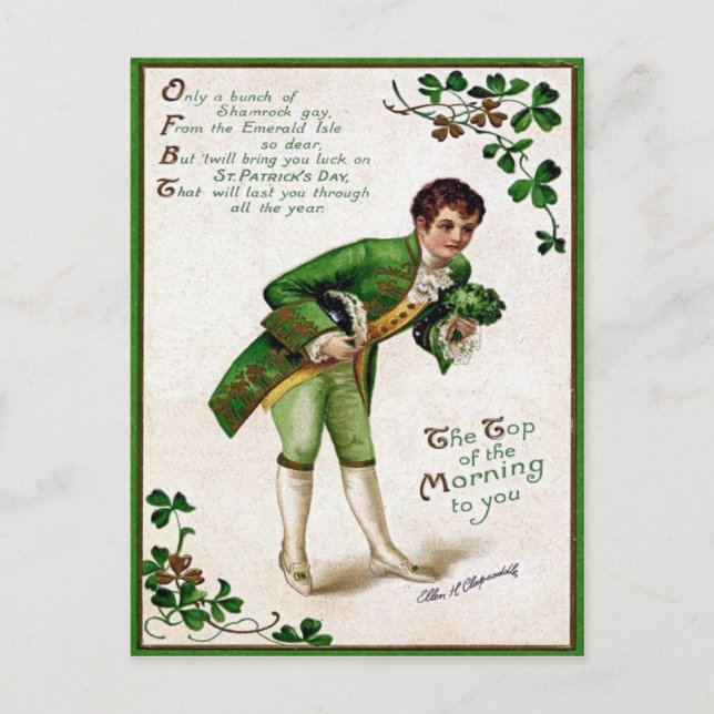 Viktorianischer St. Patrick's Day Postkarte (Vorderseite)