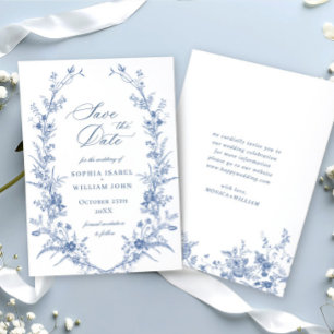 Viktorianischer staubblauer französischer Blumenho Save The Date