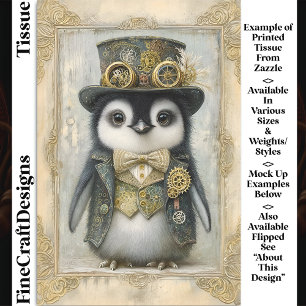 Viktorianischer Steampunk Baby Pinguin DL3R Decoup Seidenpapier