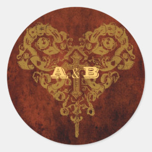 Viktorianischer Steampunk (Herz & Kreuz) Gefallen  Runder Aufkleber