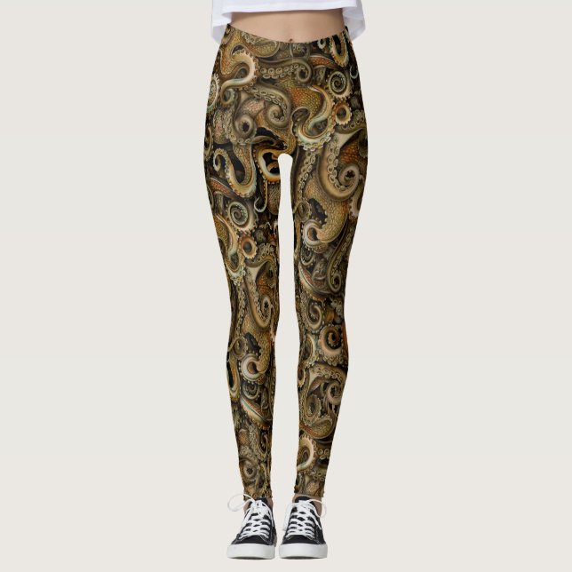 Viktorianischer Steampunk Octopus Tentacles Leggin Leggings (Vorderseite)