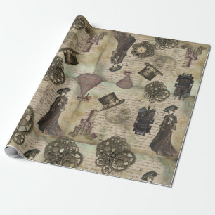 Viktorianischer Steampunk Vintage Decoupage Grunge Geschenkpapier