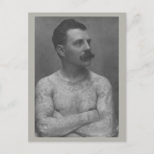 Viktorianischer Tätowierer Mann Postkarte