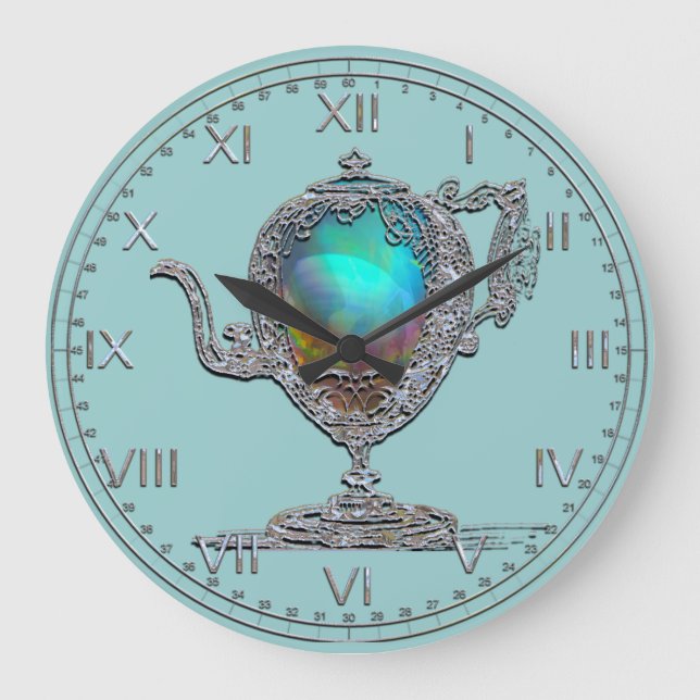 Viktorianischer Teapot Große Wanduhr (Vorderseite)