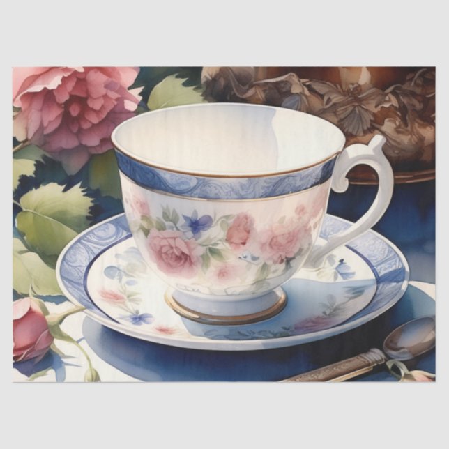 Viktorianischer Tee und Saucer Decoupage Seidenpapier (Vorderseite)
