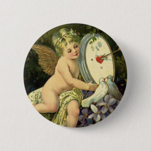 Viktorianischer Valentinstag, Vintage Engel Liebes Button