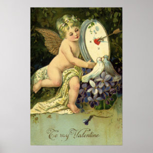 Viktorianischer Valentinstag, Vintage Engel Liebes Poster