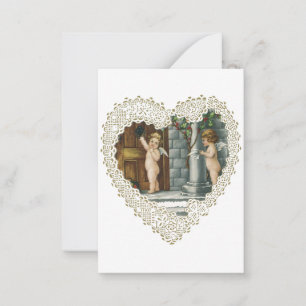 Viktorianischer Valentinstag, Vintage-Engel mit Br Mitteilungskarte