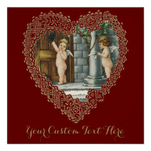 Viktorianischer Valentinstag, Vintage-Engel mit Br Poster