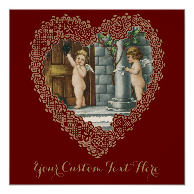 Viktorianischer Valentinstag, Vintage Engel w Lett Poster (Vorderseite)