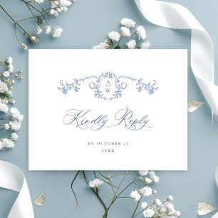 Viktorianischer Verzierter Grace Floral Blue Weddi Postkarte