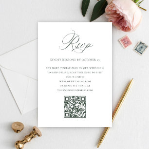 Viktorianischer Verzierter Grace Floral Sage QR Co RSVP Karte