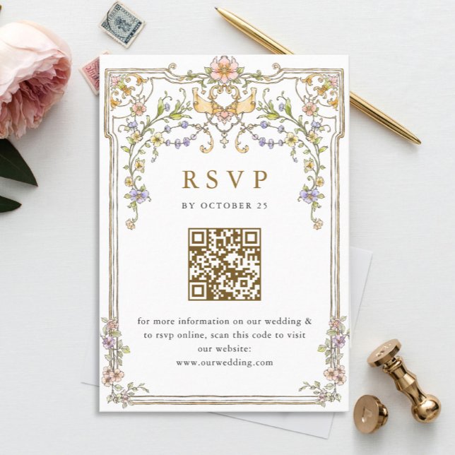 Viktorianischer Verzierter Grace Floral Wedding RS RSVP Karte (Von Creator hochgeladen)
