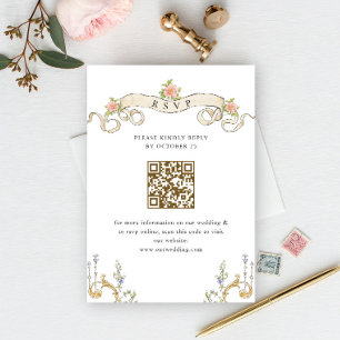 Viktorianischer Verzierter Grace Floral Wedding RS RSVP Karte