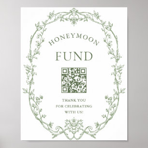 Viktorianischer verzierter Salbeigrüner Hochzeitsf Poster