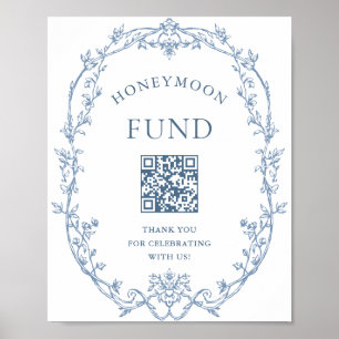 Viktorianischer verzierter staubblauer Hochzeitsfo Poster