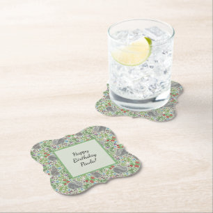 Viktorianischer Vintage-Hase Kaninchen Beeren Gart Untersetzer