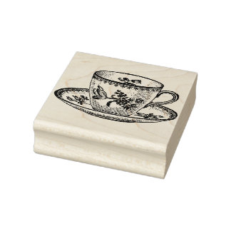 Viktorianischer Vintage-Teetassen-Stempel Gummistempel