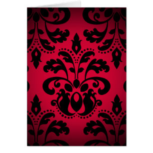 Viktorianischer Vintager Damast aus schwarz und ro