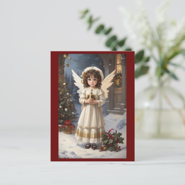 Viktorianischer Vintager Retro-Weihnachtsgel Postkarte (Stehend Vorderseite)