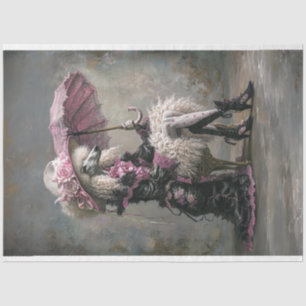 Viktorianischer Vintager Standard-Poodle-Dekoupage Seidenpapier