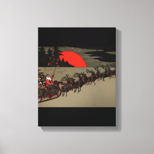 Viktorianischer Vintager Weihnachtsmann-RenSleigh Leinwanddruck