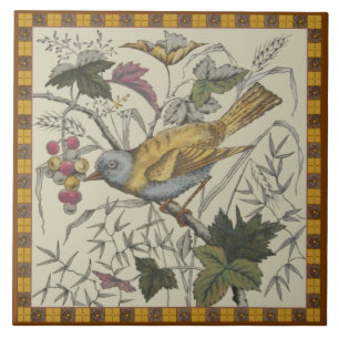 Viktorianischer Vogel 'Berries Transferware Tile R Fliese