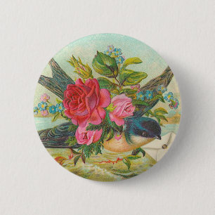 Viktorianischer Vogel-Knopf Button