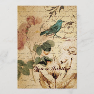 viktorianischer Vogel Paris Botanische Rose Einladung