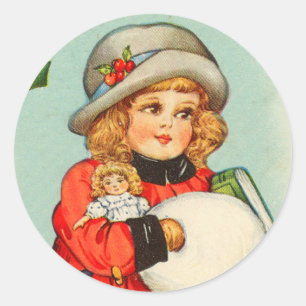Viktorianischer Weihnachtsaufkleber Runder Aufkleber