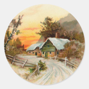 Viktorianischer Weihnachtsaufkleber Runder Aufkleber