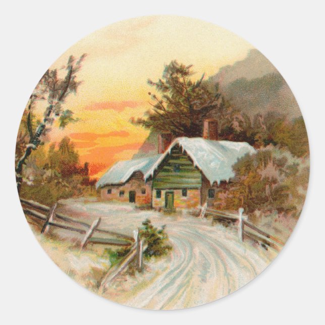 Viktorianischer Weihnachtsaufkleber Runder Aufkleber (Vorderseite)